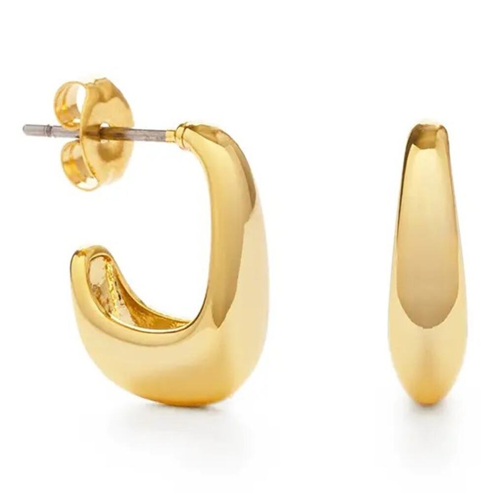 NWT Amano Studio .5 inch Gold Hoop Earrings Sleek Organic Style Hypoallergenic